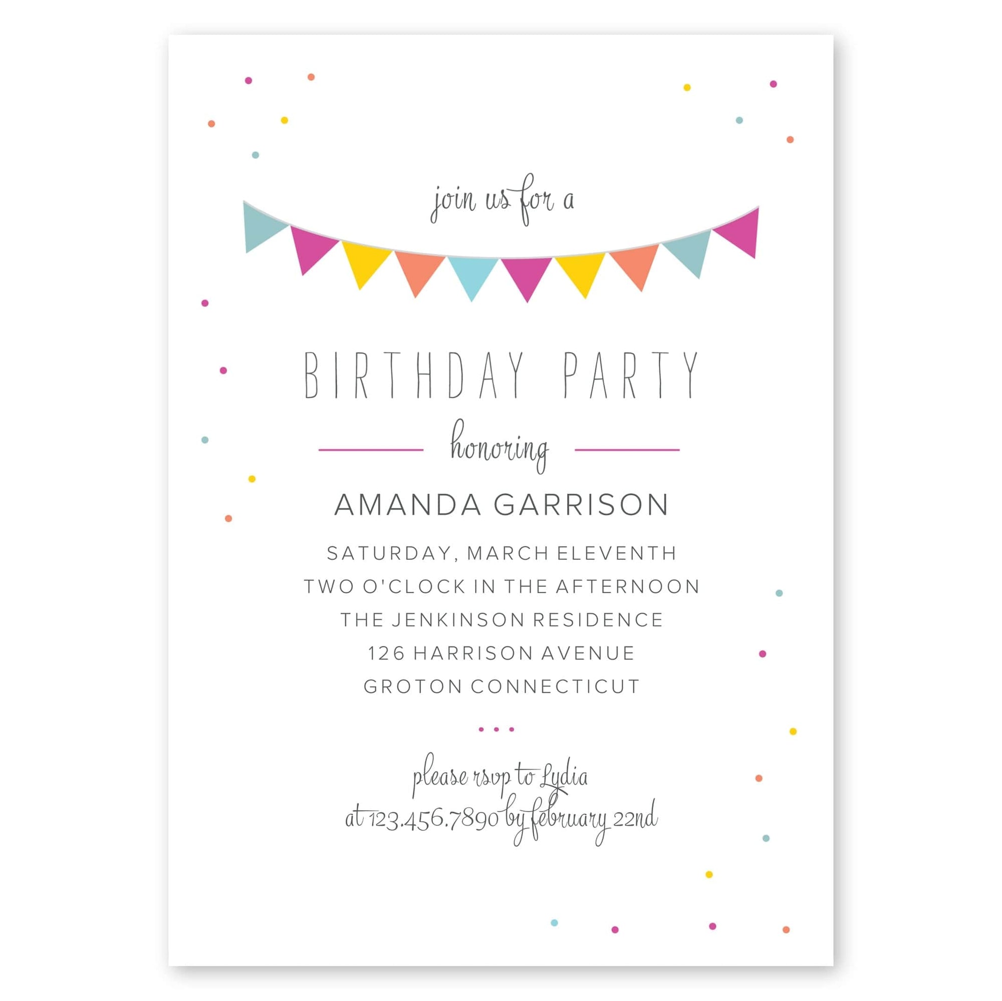Birthday Bunting Birthday Invitation Fucshia Gartner Studios Birthday Invitation