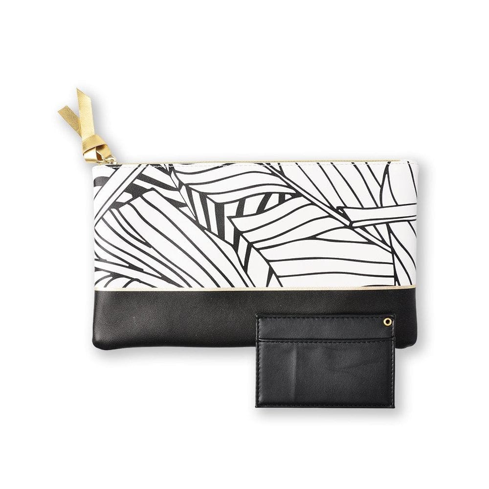 Black & White Faux Leather Pouch With Card Holder Gartner Studios Pouches 27408