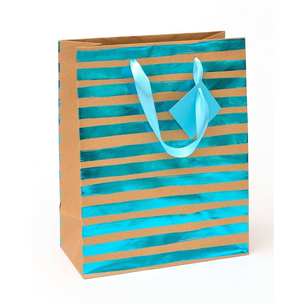 Blue Foil Stripe Medium Gift Bag &amp; Tag Gartner Studios Gift Bags 22087C