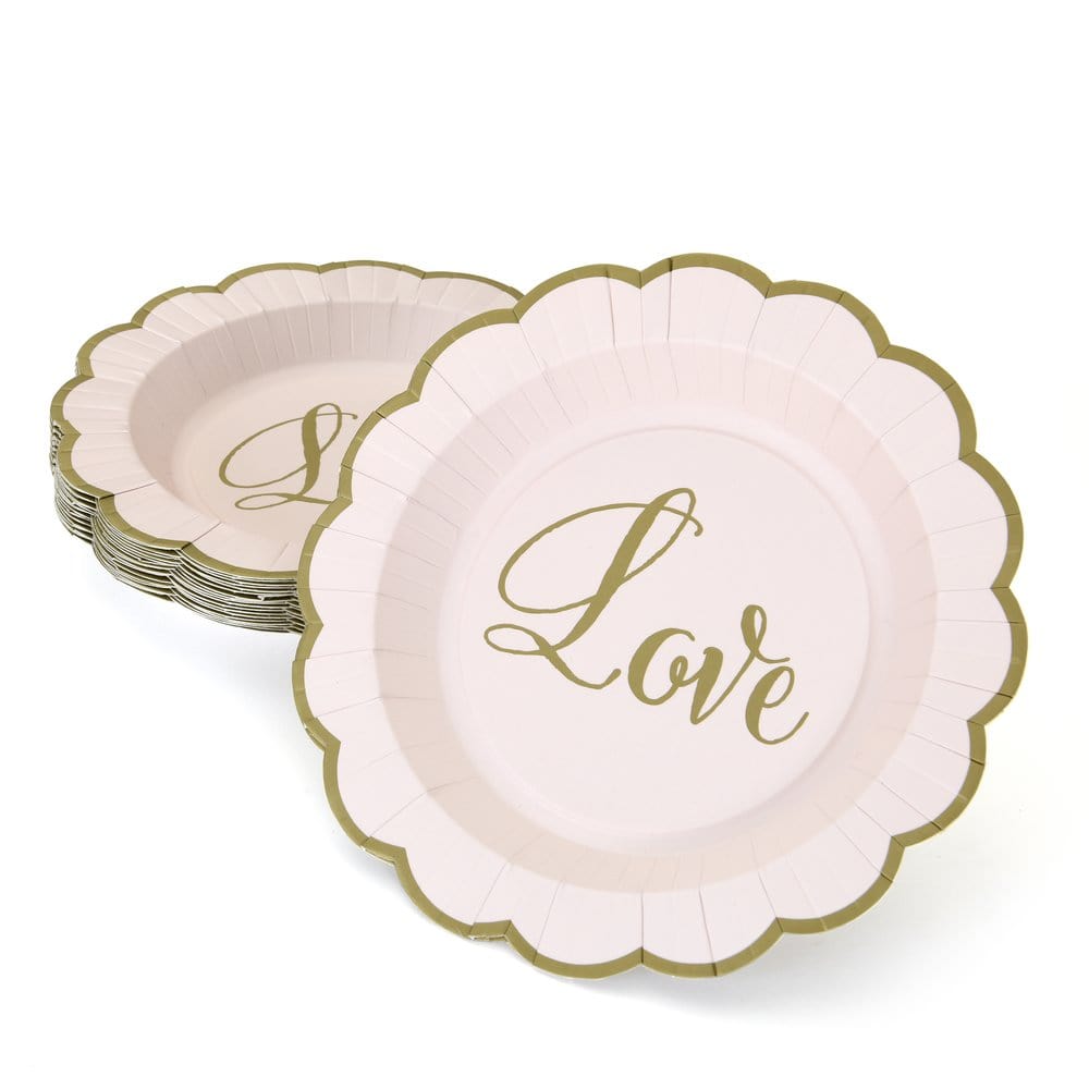 Blush And Gold &#39;Love&#39; Snack Plates Gartner Studios Plates + Dishes 37448