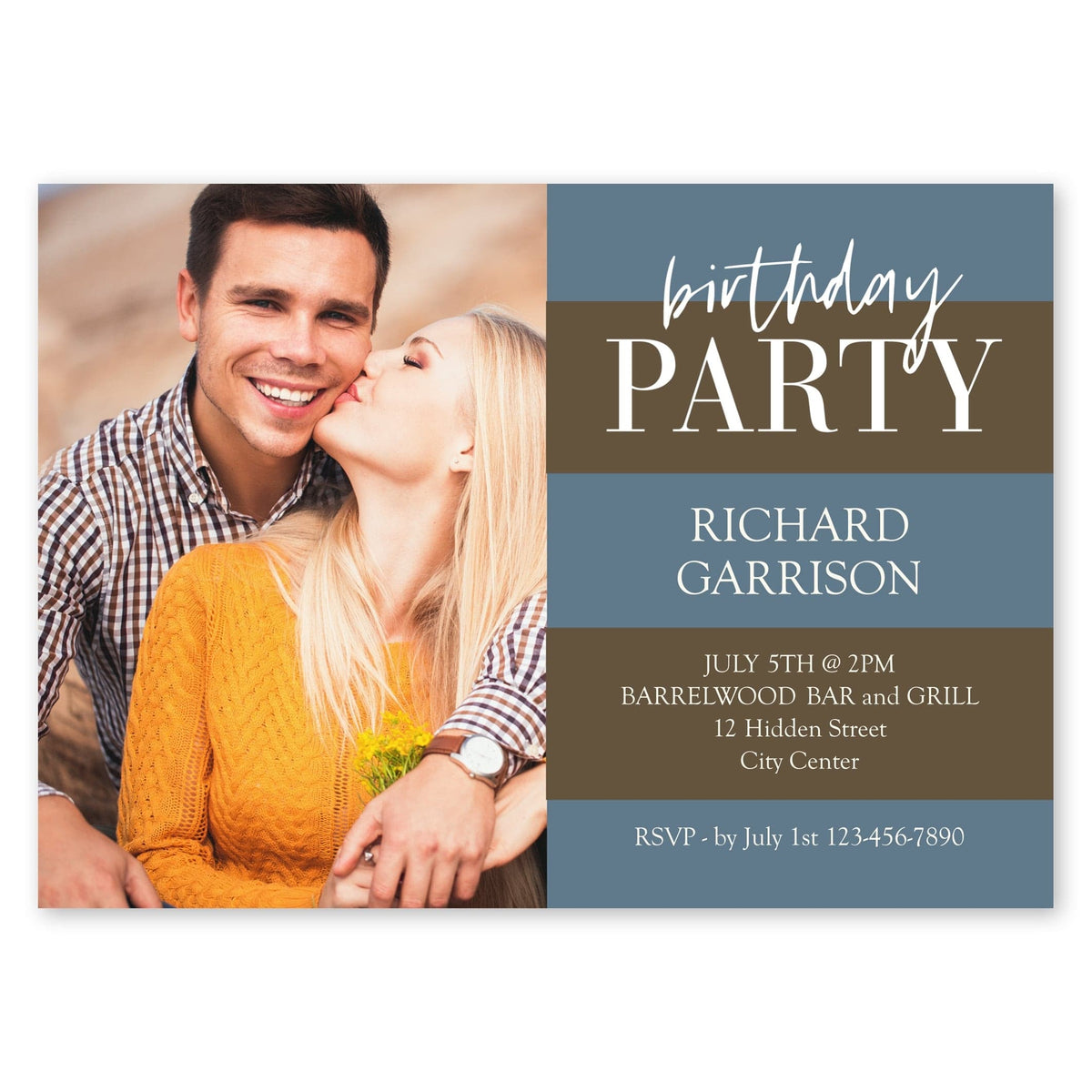 Bold Stripe Birthday Invitation Slate Blue Gartner Studios Birthday Invitation