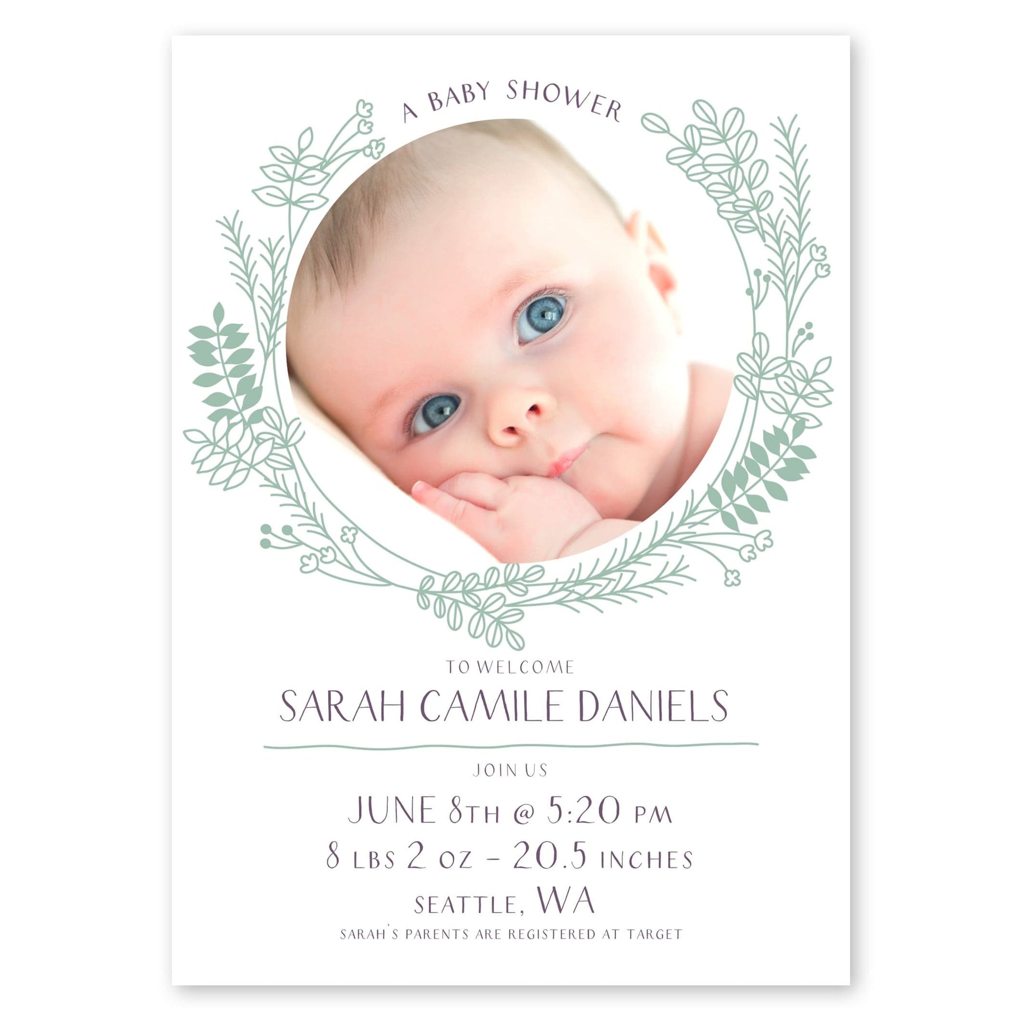 Boughs & Branches Baby Shower Invitation Sage Gartner Studios Baby Shower