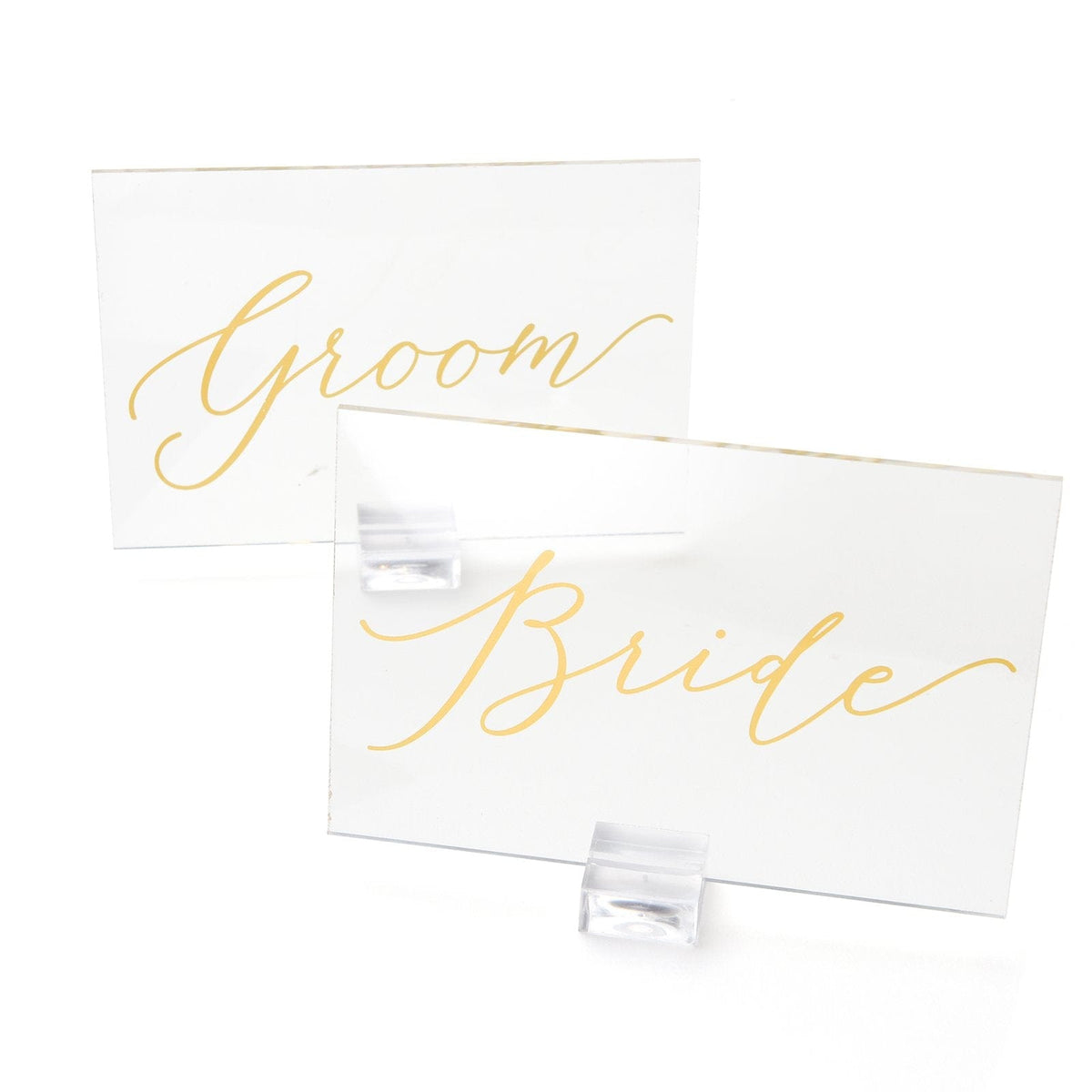 Clear &amp; Gold Foil Bride &amp; Groom Wedding Sign Set Gartner Studios Sign 36161