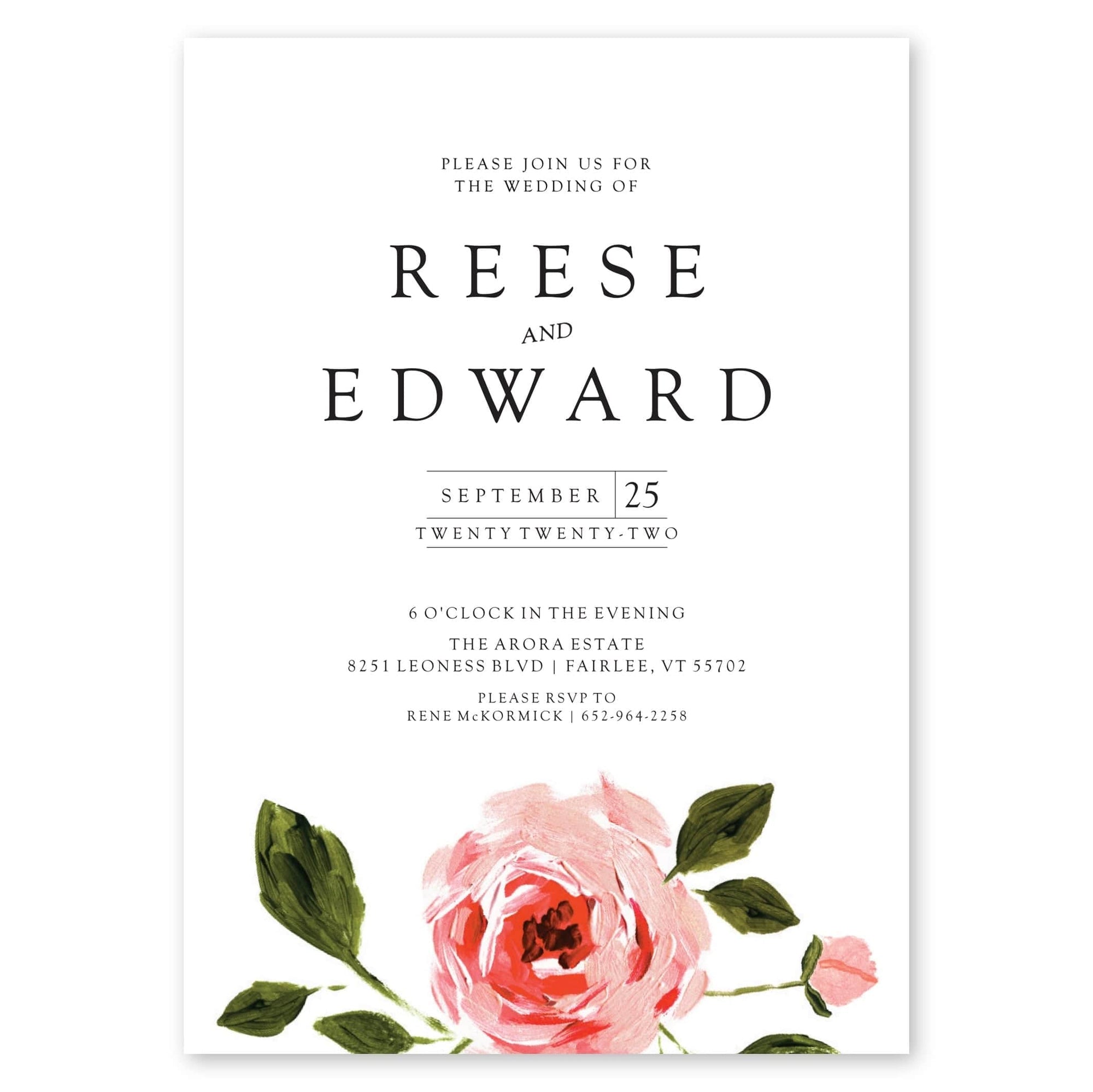 Coral Rose Wedding Invitation White Gartner Studios Wedding Invitation 96957