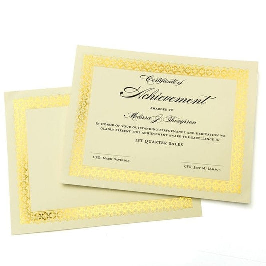Gold Border Certificate Paper Kit - 60 Count Gartner Studios Certificate Paper 54514