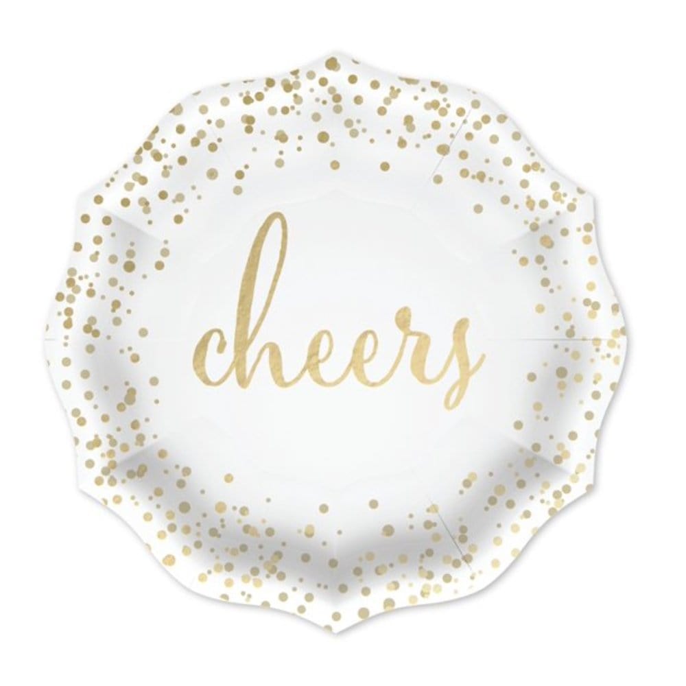 Gold Foil Dots 'Cheers' Snack Plates Gartner Studios Plates + Dishes 37449