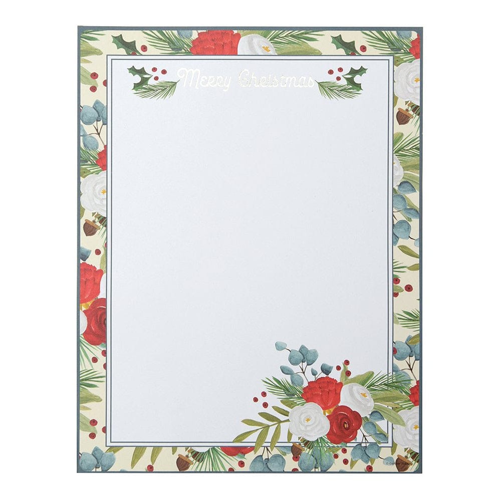 Holiday Floral And Silver Foil Stationery Paper - 40 Count Gartner Studios Stationery Paper 42548