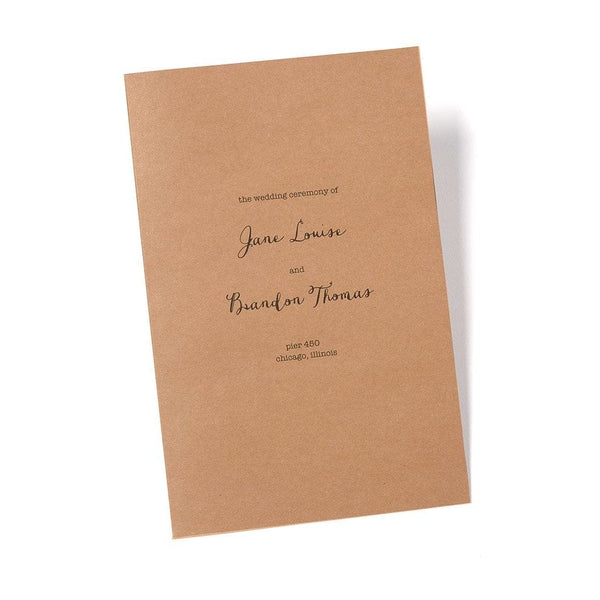 Kraft Bifold Print At Home Wedding Program | Gartner Studios