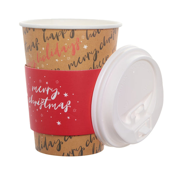 Kraft Merry Christmas Hot Or Cold To-Go Cups With Lid