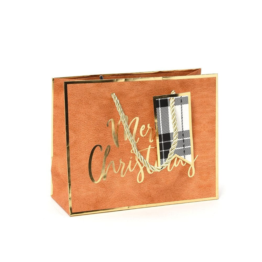 Leather Inspired And Gold Foil 'Merry Christmas' Extra Small Gift Bag Gartner Studios Gift Bags 46486