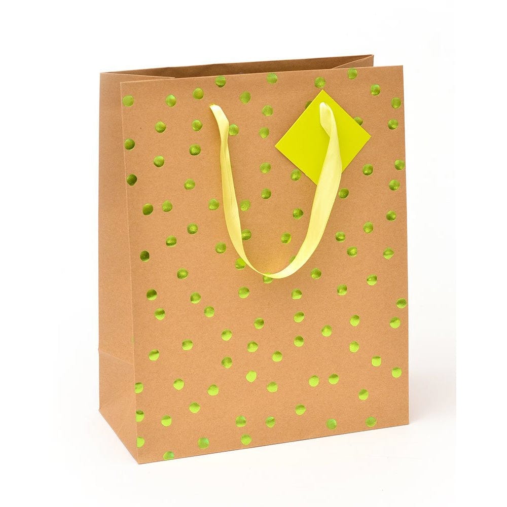 Lime Green Foil Dot Medium Gift Bag &amp; Tag Gartner Studios Gift Bags 22088C