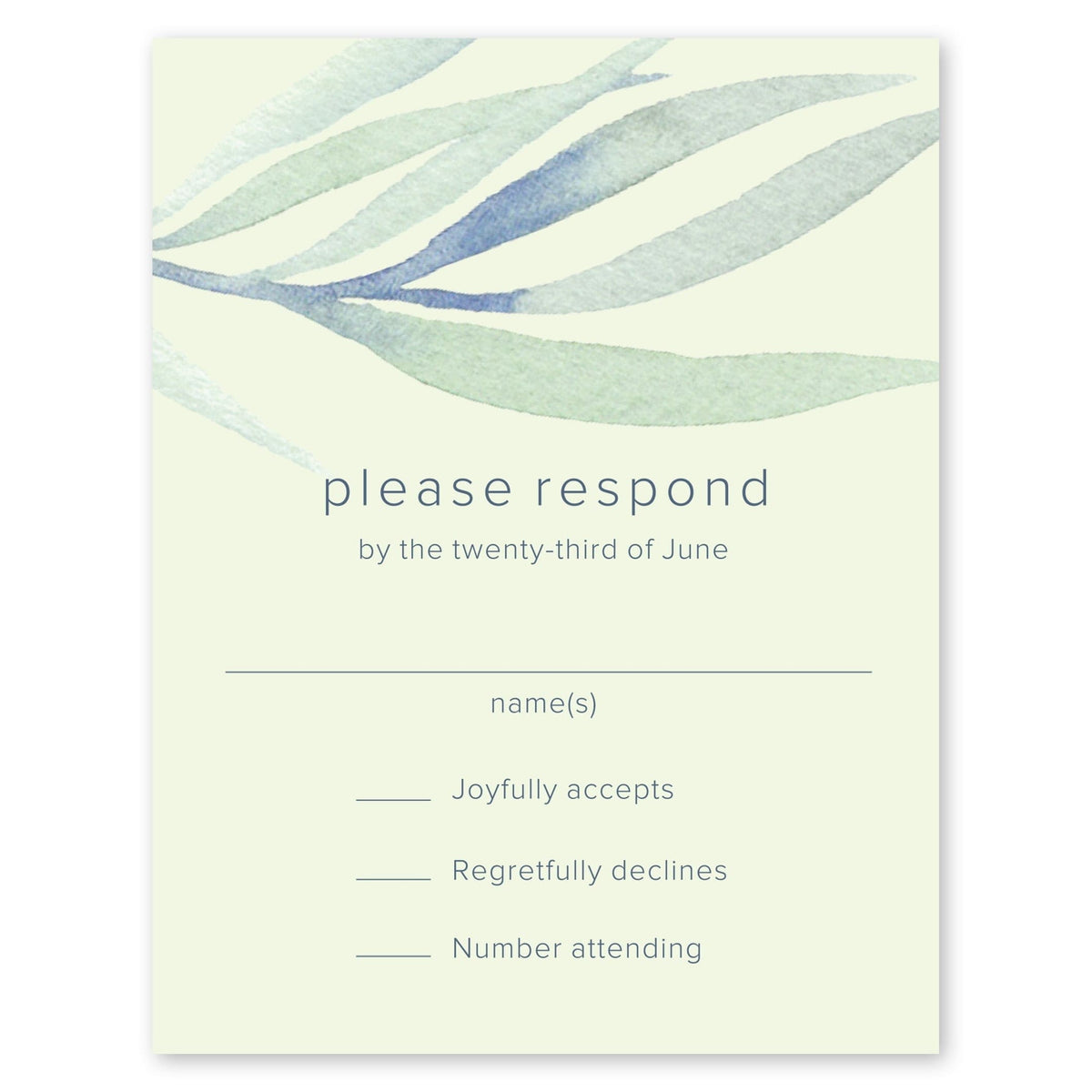 Lyrical Leaves Wedding Response Card Honeydew Gartner Studios Response Cards 97195