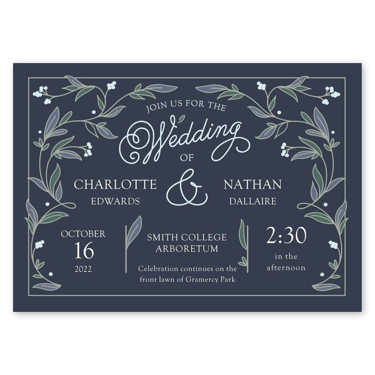Ornate Impression Wedding Invitation Navy Gartner Studios Wedding Invitation 96946