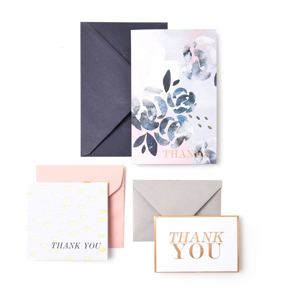 Pastel Blue Florals And Gold Foil Thank You Cards Gartner Studios Cards - Thank You 30601