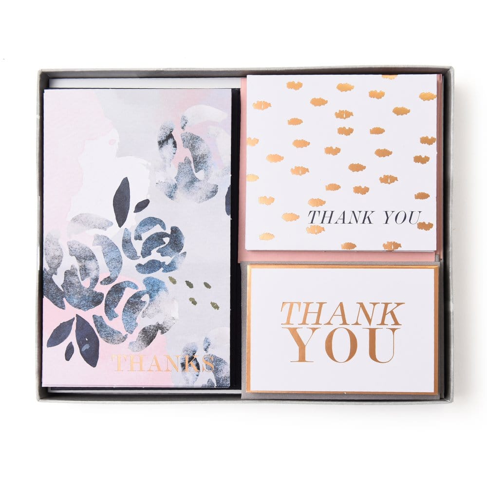 Pastel Blue Florals And Gold Foil Thank You Cards Gartner Studios Cards - Thank You 30601