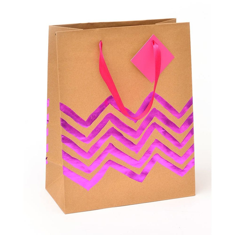 Purple Foil Zig-Zag Medium Gift Bag & Tag Gartner Studios Gift Bags 22086C