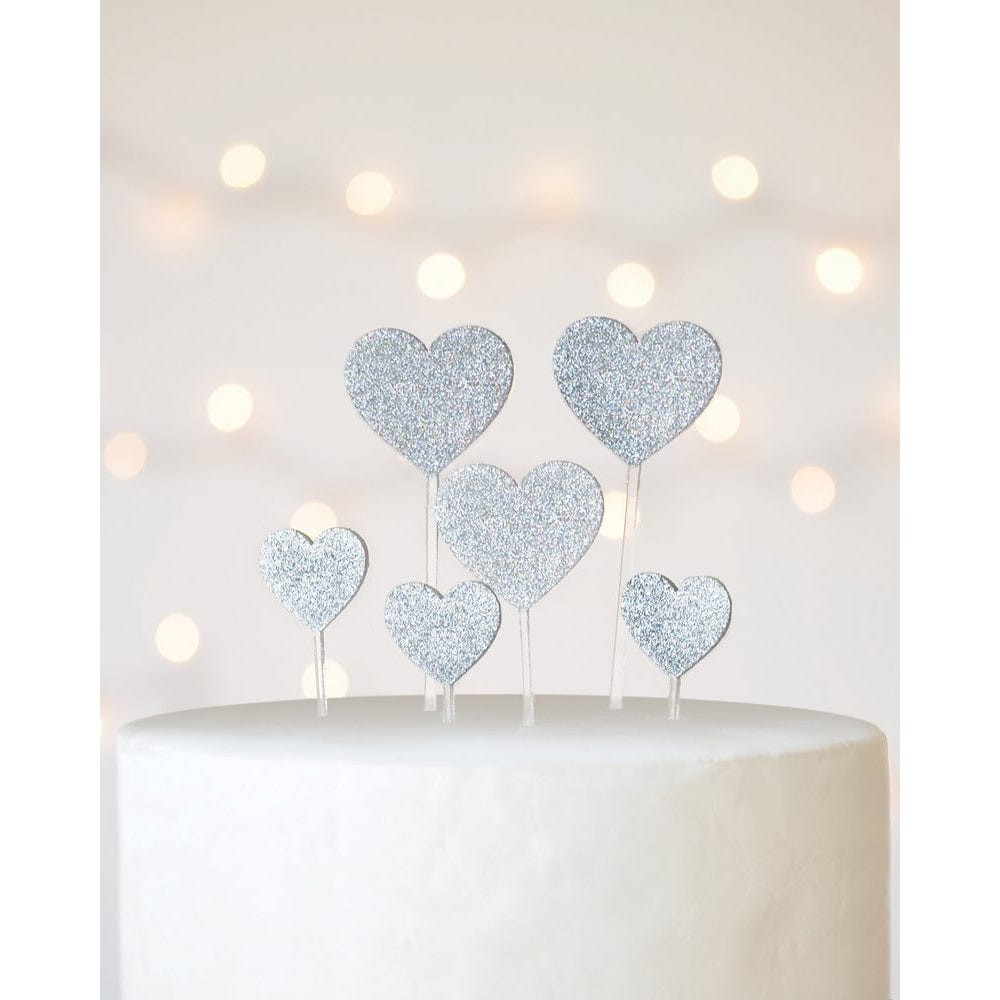 Silver Glitter Heart Cake Picks Gartner Studios Cake Picks 17333
