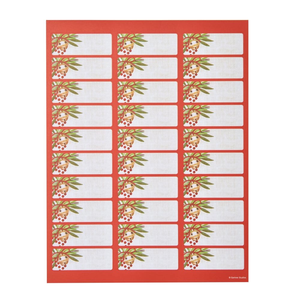 Traditional Holly And Bell Printable Address Labels- 150 Count Gartner Studios Labels 45916