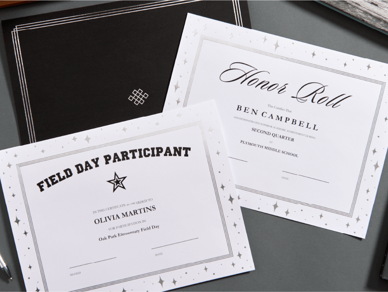 Classy certificates and holder | Gartner Studios