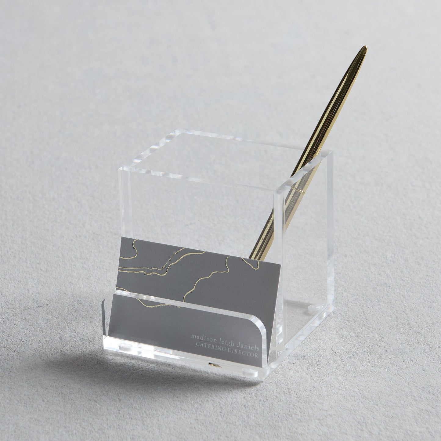 Acrylic Pencil Cup - Desktop Organizer with Business Card Holder | Gartner Studios Acrylic Pencil Cup - Desktop Organizer with Business Card Holder | Gartner Studios