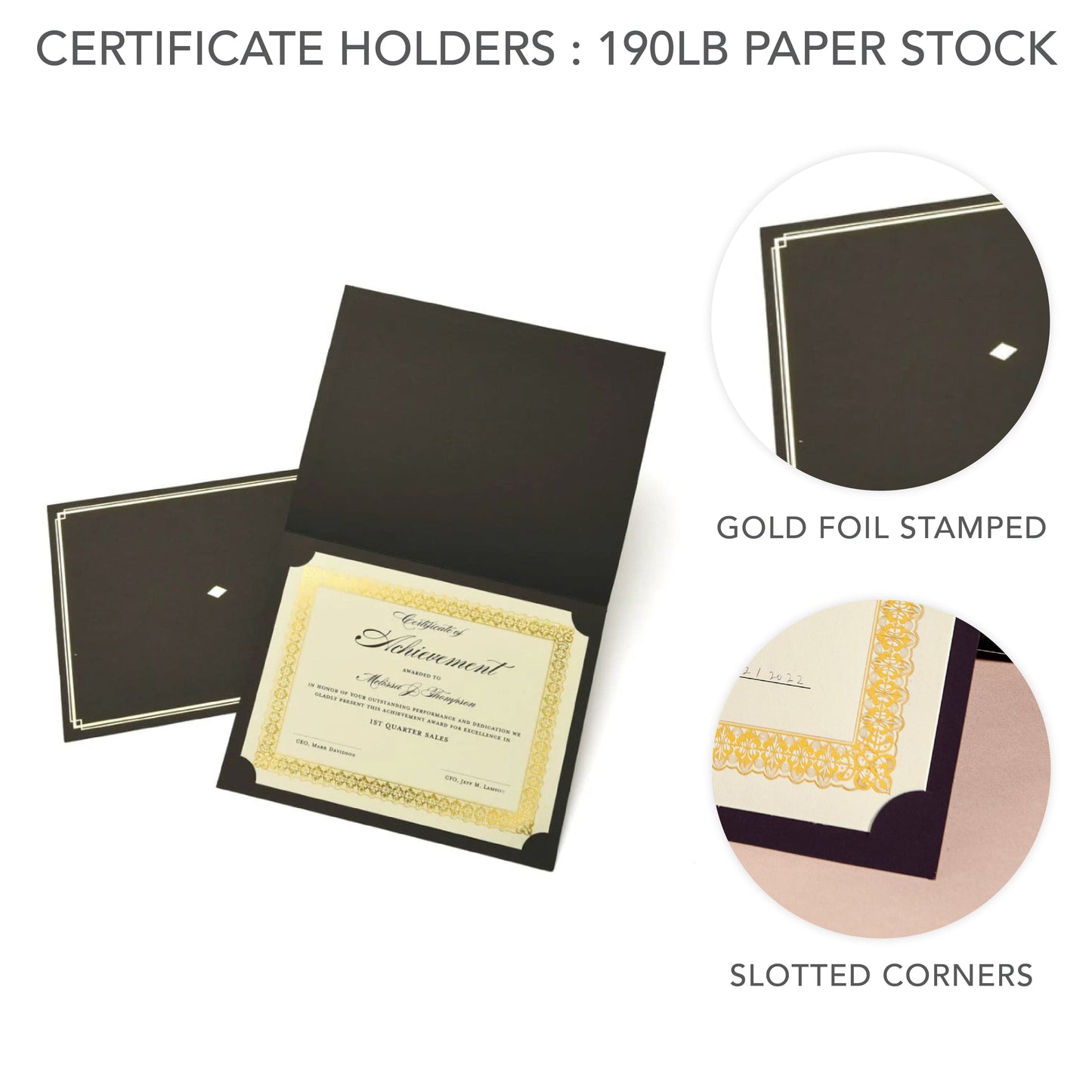 Award Certificate Holder With Gold Foil - Set of 36 Gartner Studios Certificate Holder
