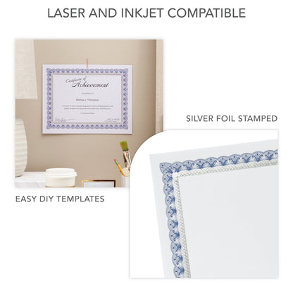 Blue & Silver Foil Certificate Paper - 15 Count Gartner Studios Certificate Paper 36005-S