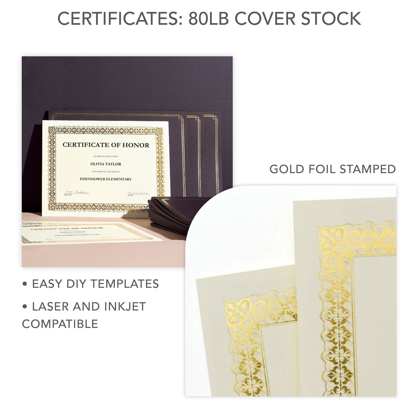 Gold Border Certificate Paper Kit - 60 Count Gartner Studios Certificate Paper 54514