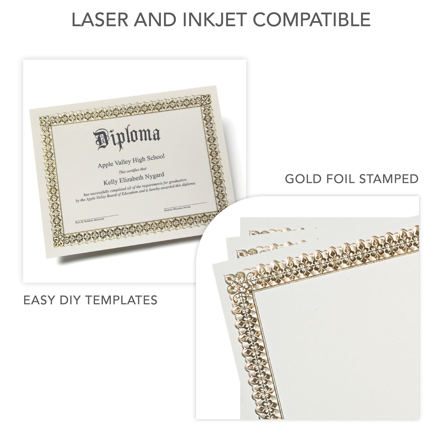 Gold Foil Certificate Paper - 15 Count Gartner Studios Certificate Paper 36004-S