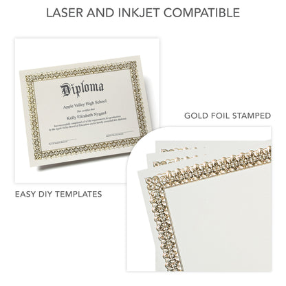 Gold Foil Certificate Paper - 15 Count Gartner Studios Certificate Paper 36004-S