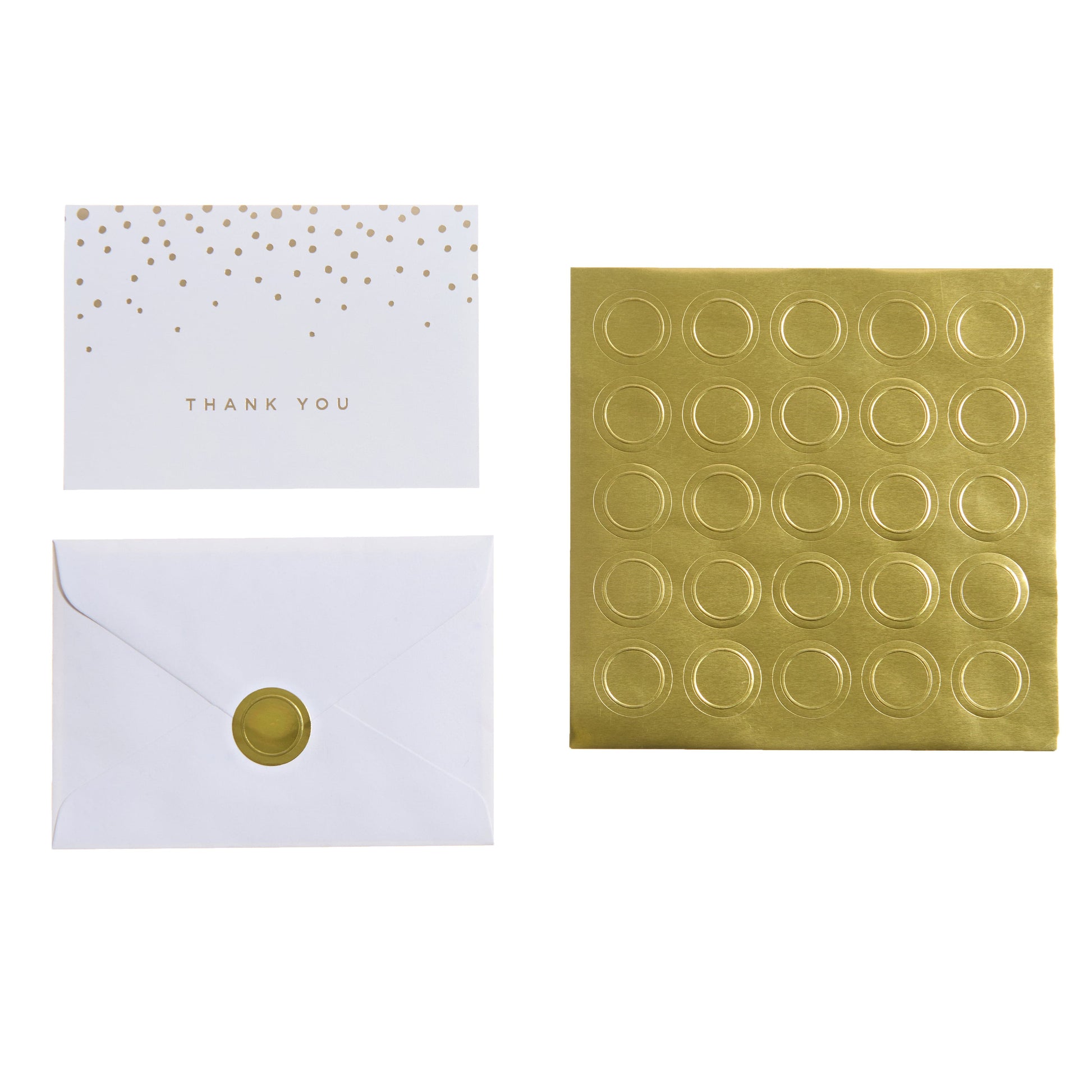 Gold Foil Dot Thank You Cards with Seals - 50 Count Gartner Studios Cards - Thank You 105693