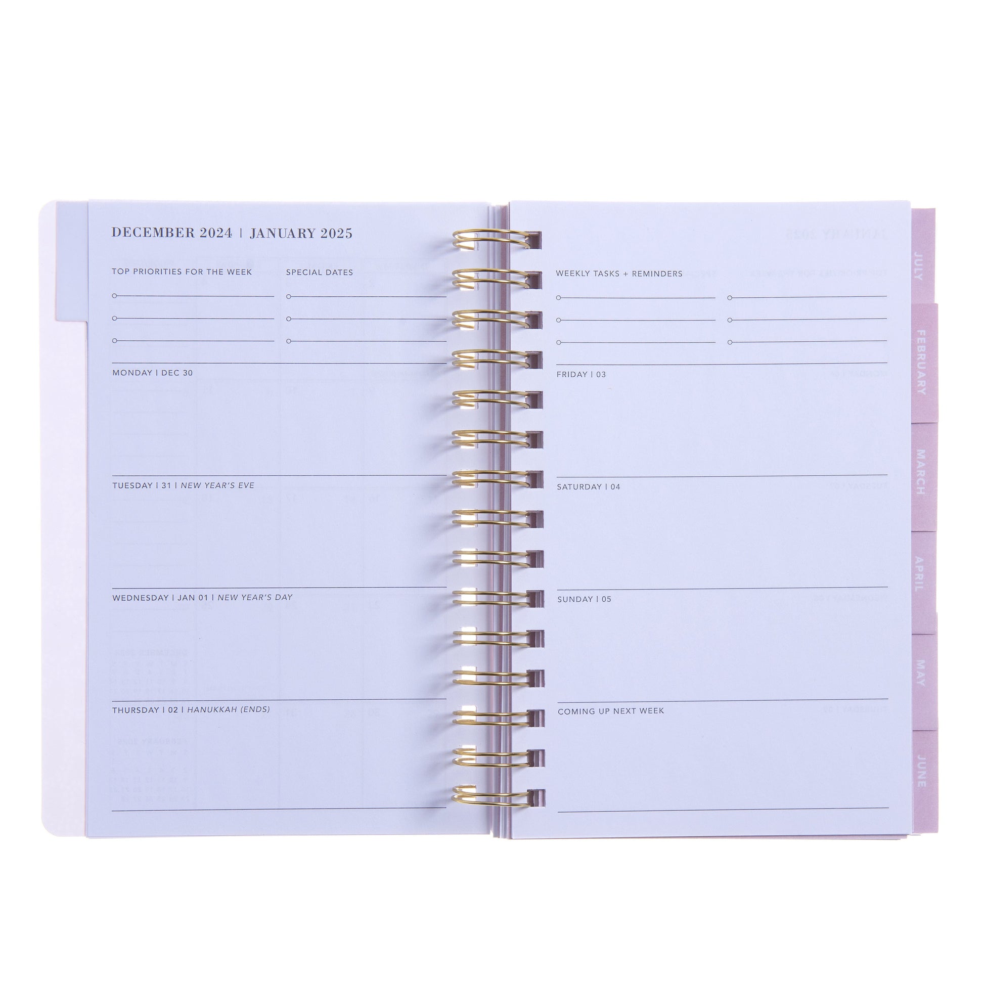Monthly + Weekly Planner - Flower Gray Floral - January-December 2025 Gartner Studios Planner 100889