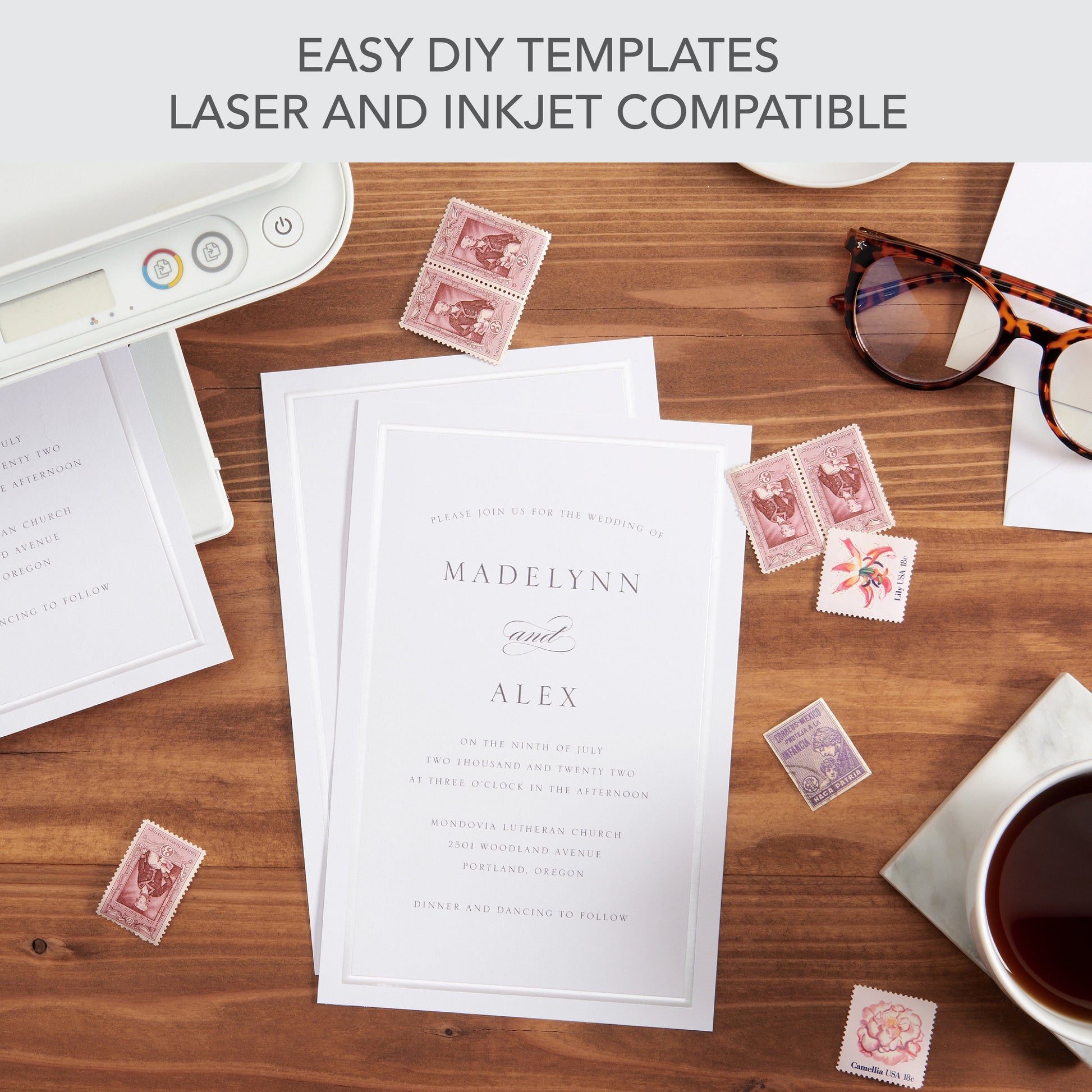 Pearl Border Print At Home Wedding Invitation Kit Gartner Studios Invitations