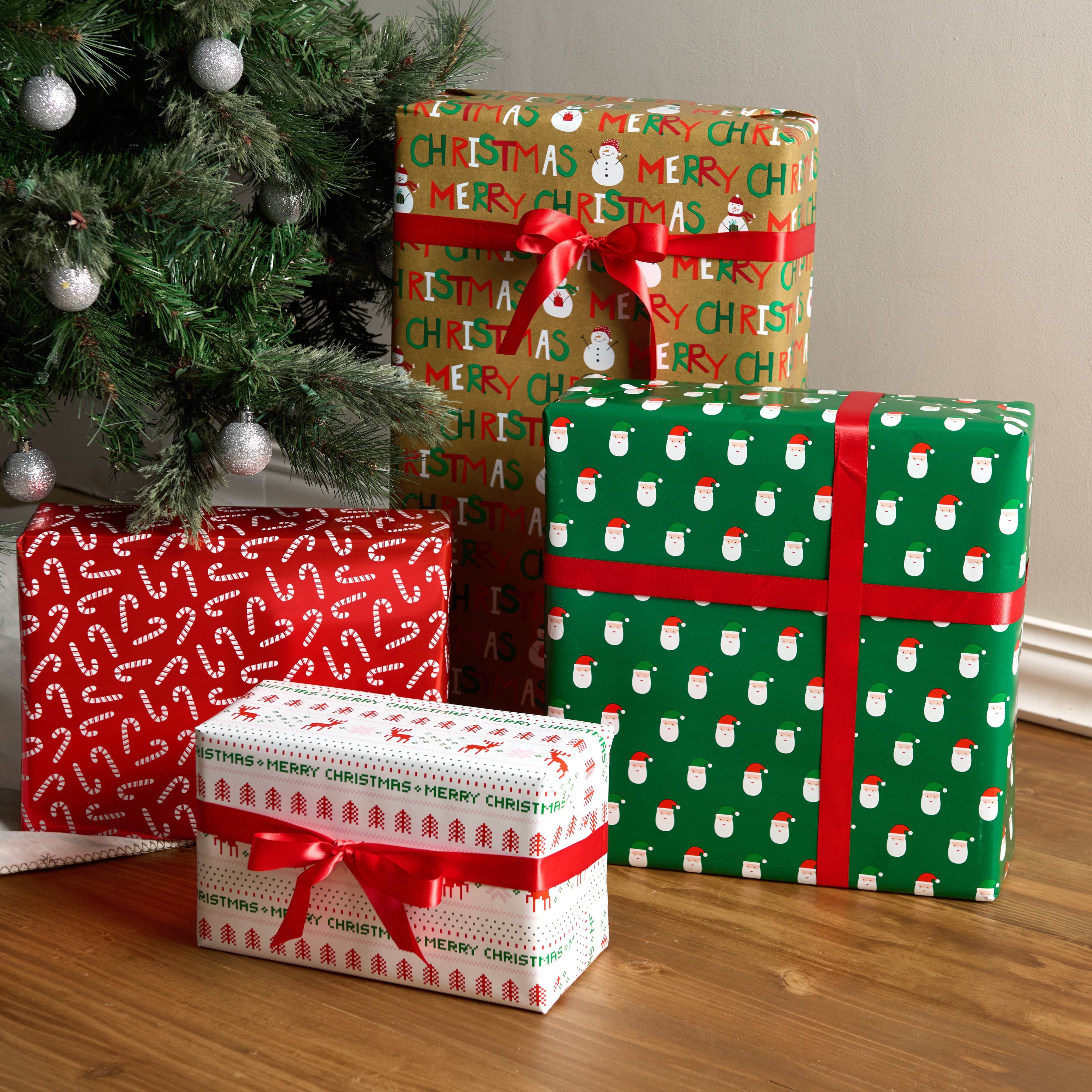 Christmas Roll Wrap Bundle - 4 Rolls of 12 Foot Premium Paper with