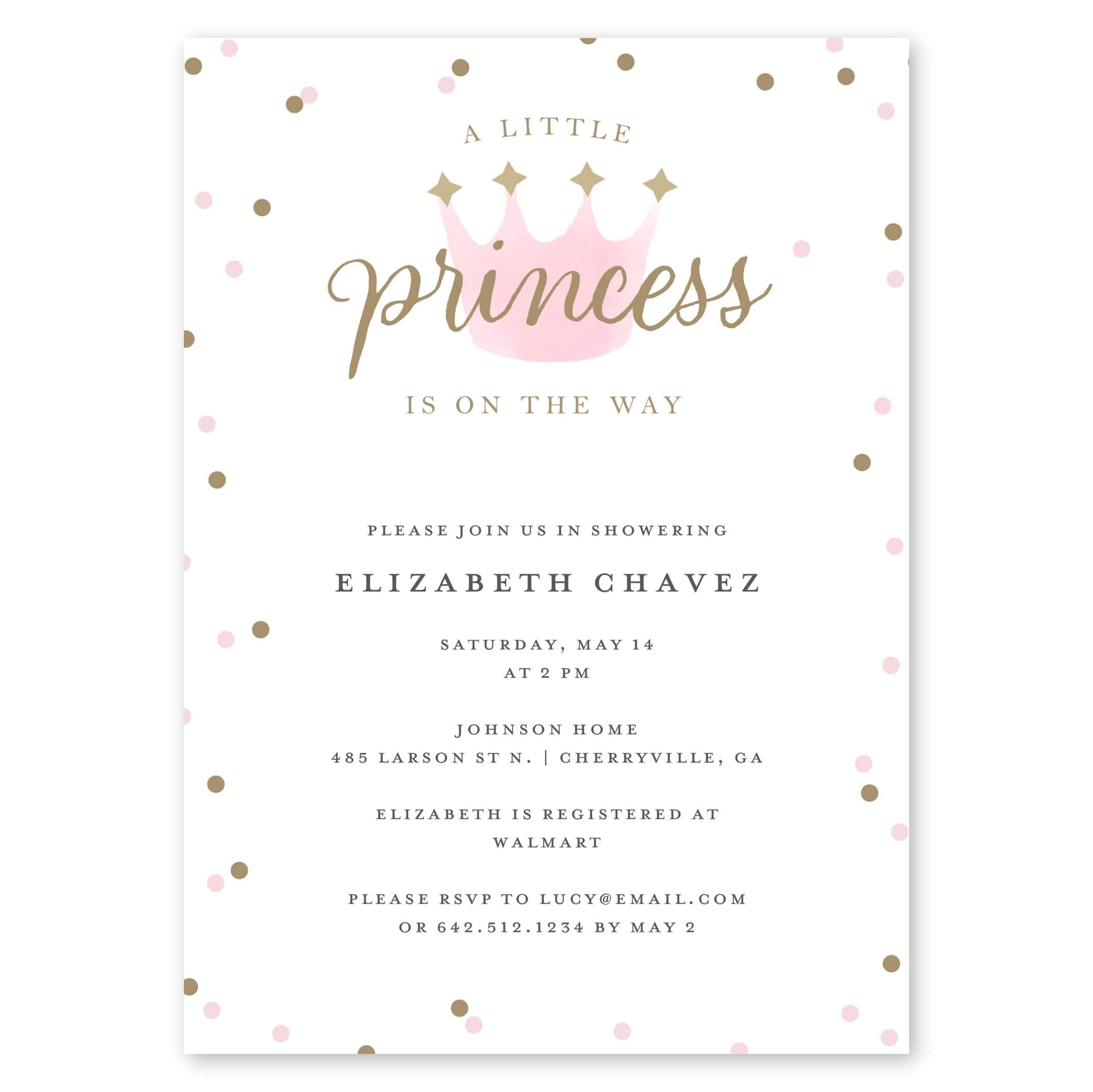 A Little Princess Baby Shower Invitation Pale Pink Gartner Studios Baby Shower