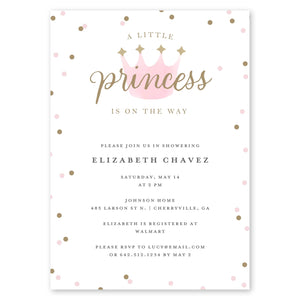 A Little Princess Baby Shower Invitation Pale Pink Gartner Studios Baby Shower