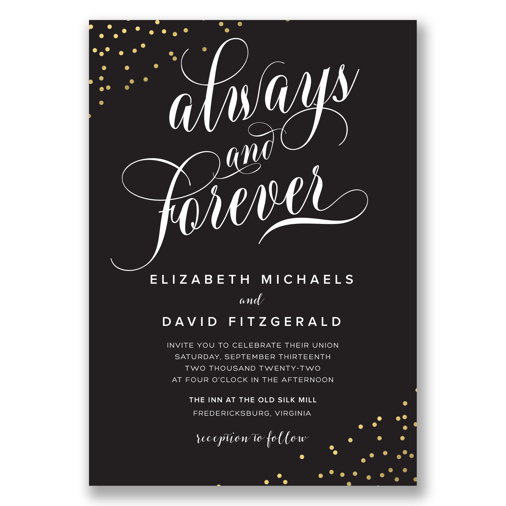 Always and Forever Foil Wedding Invitation Black Gartner Studios Response Cards 10949