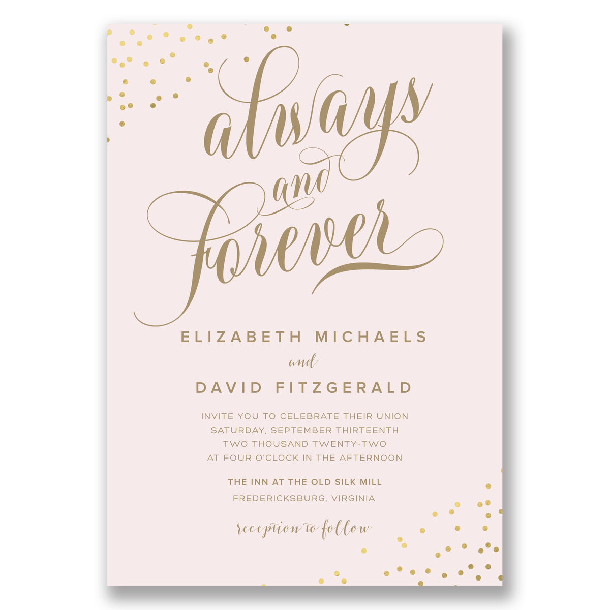 Always and Forever Foil Wedding Invitation Blush Gartner Studios Response Cards 10949