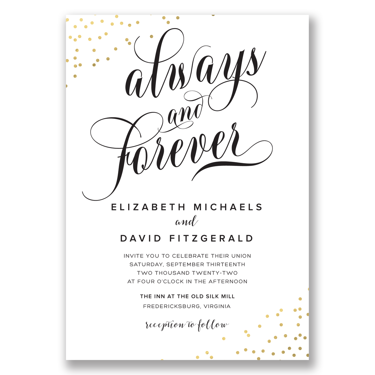 Always and Forever Foil Wedding Invitation White Gartner Studios Response Cards 10949
