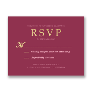 Ampersand Foil Wedding Response Card Wine Gartner Studios Response Cards 12283