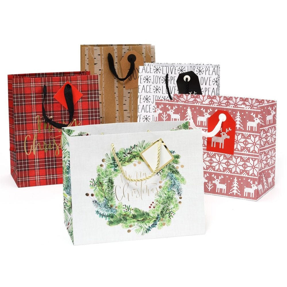 12 Extra large Christmas Gift Paper Bags Bulk with handles and 60 Coun   Party Funny
