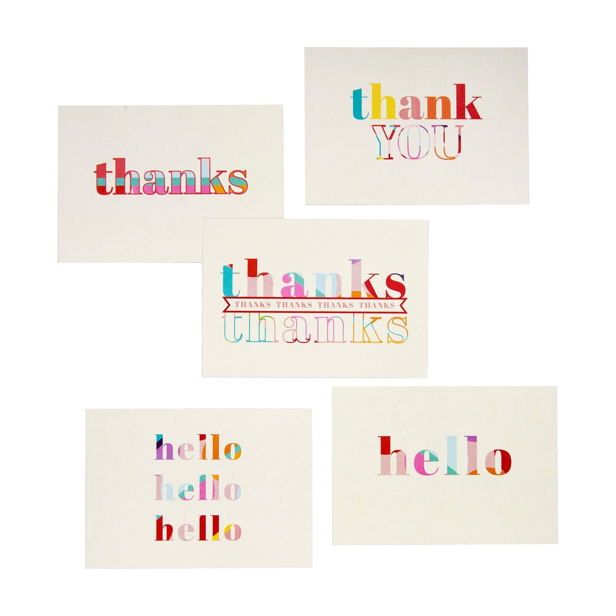 Assorted Multi-Colored Sentiment Thank You Cards - Set of 50 Gartner Studios Cards - Thank You