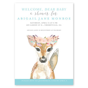 Baby Deer Baby Shower Invitation Blue Gartner Studios Baby Shower