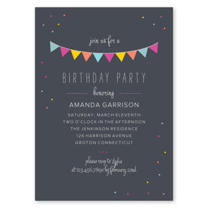 Birthday Bunting Birthday Invitation Charcoal Gartner Studios Birthday Invitation