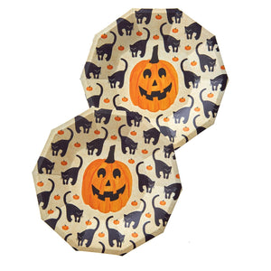 Black Cat + Pumpkin Halloween Snack Plates Gartner Studios Plates + Dishes