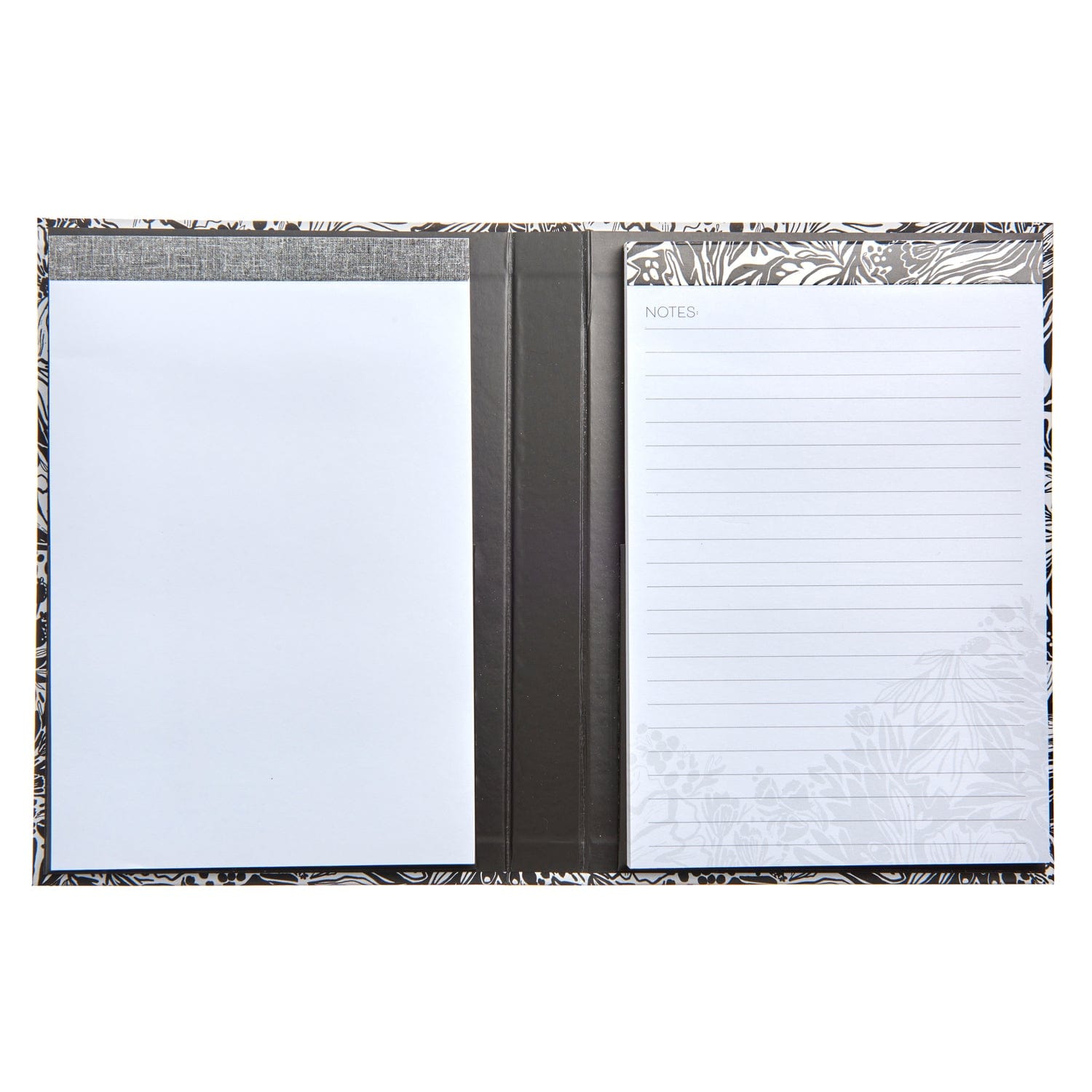 Black + White Floral Padfolio - 2 Notepads