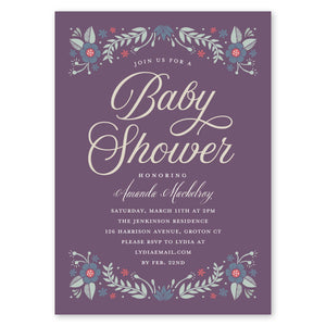 Bloomful Shower Baby Shower Invitation Purple Gartner Studios Baby Shower