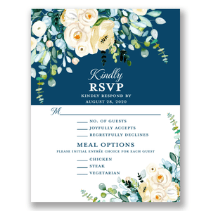 Blooming Bouquet Foil Wedding Response Card Navy Gartner Studios Response Cards 11082