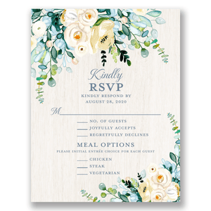 Blooming Bouquet Foil Wedding Response Card Slate Blue Gartner Studios Response Cards 11082