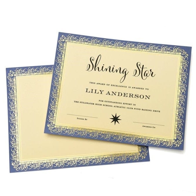 Blue & Gold Foil Certificate Paper - 15 Count Gartner Studios Certificate Paper 36001-S