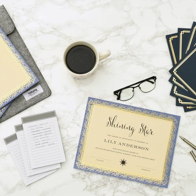 Blue & Gold Foil Certificate Paper - 15 Count Gartner Studios Certificate Paper 36001-S